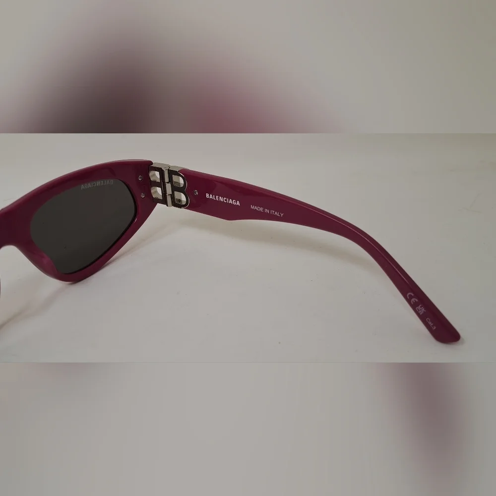 Balenciaga Sunglasses Fuschia Gray BB Temples Oval Cat Eye BB0095S 53-19-135 XL - Picture 5 of 16